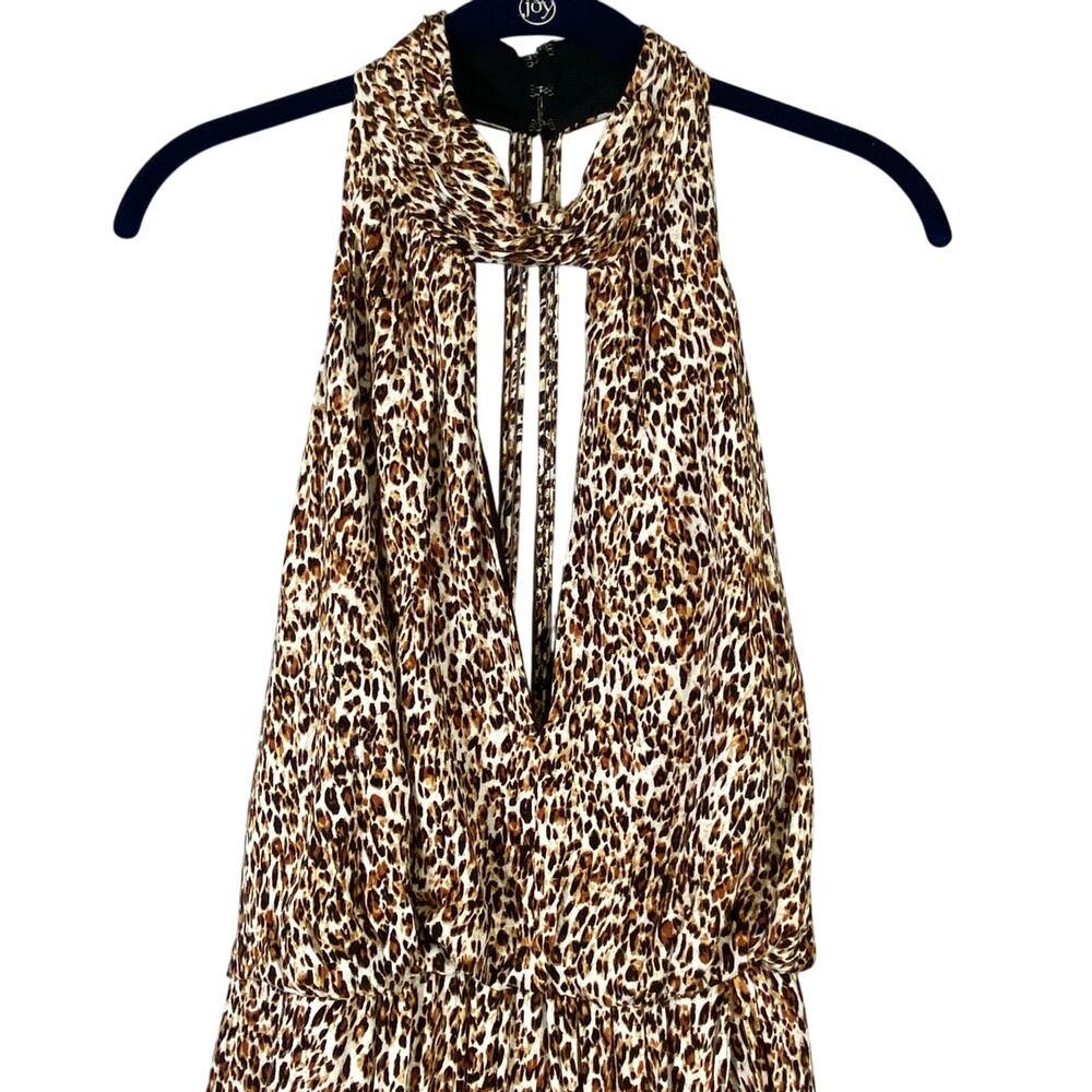 Free People Animal Instincts Cheetah Print Open Back Halter Maxi Dress Size 10 - Picture 4 of 15